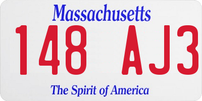 MA license plate 148AJ3