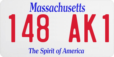 MA license plate 148AK1