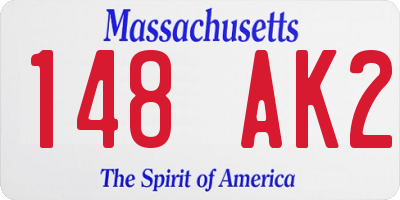 MA license plate 148AK2