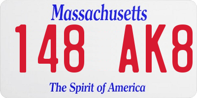 MA license plate 148AK8
