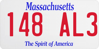 MA license plate 148AL3