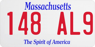 MA license plate 148AL9