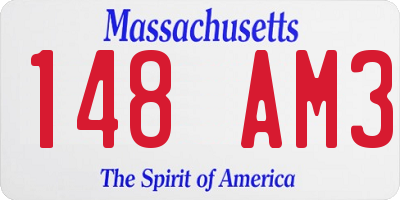 MA license plate 148AM3