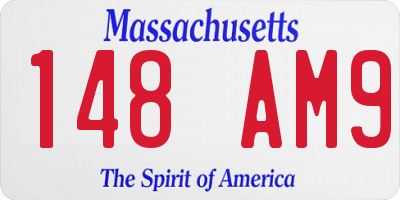 MA license plate 148AM9