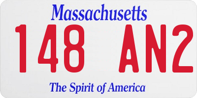 MA license plate 148AN2