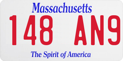 MA license plate 148AN9