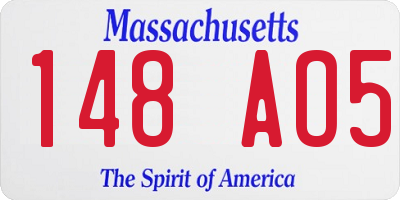 MA license plate 148AO5