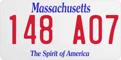MA license plate 148AO7