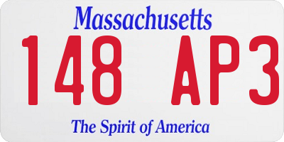 MA license plate 148AP3
