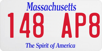 MA license plate 148AP8