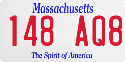 MA license plate 148AQ8