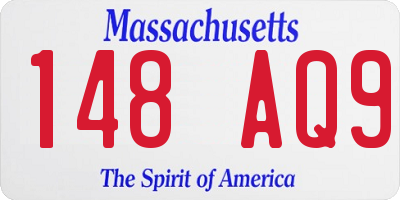 MA license plate 148AQ9