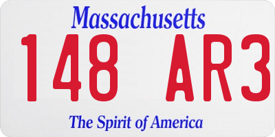 MA license plate 148AR3