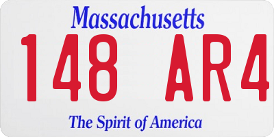MA license plate 148AR4