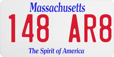 MA license plate 148AR8
