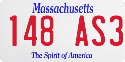 MA license plate 148AS3