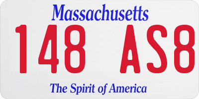 MA license plate 148AS8