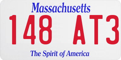 MA license plate 148AT3