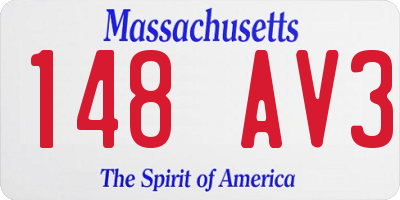 MA license plate 148AV3