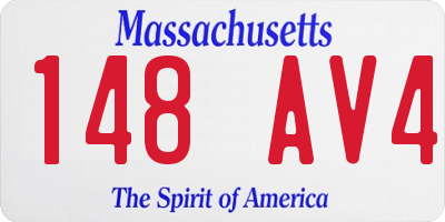 MA license plate 148AV4