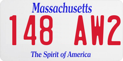 MA license plate 148AW2
