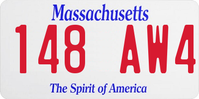 MA license plate 148AW4