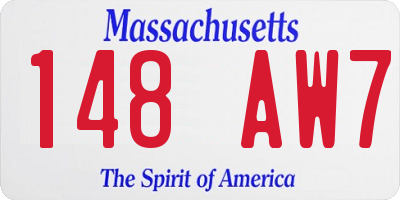 MA license plate 148AW7
