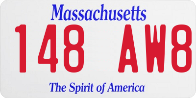 MA license plate 148AW8