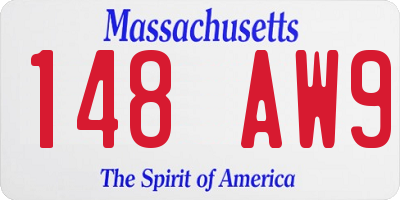 MA license plate 148AW9