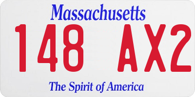 MA license plate 148AX2