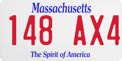 MA license plate 148AX4