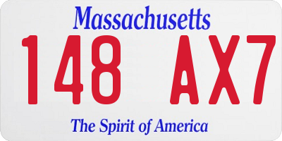 MA license plate 148AX7