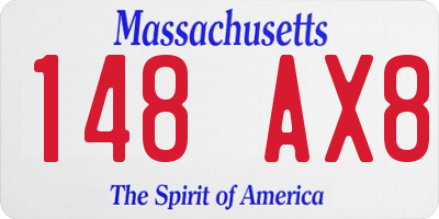 MA license plate 148AX8