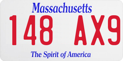 MA license plate 148AX9