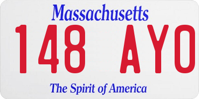 MA license plate 148AY0