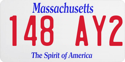 MA license plate 148AY2