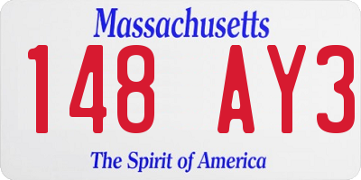 MA license plate 148AY3