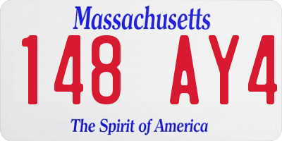 MA license plate 148AY4