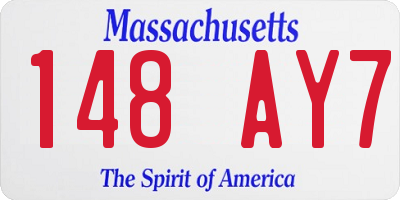 MA license plate 148AY7
