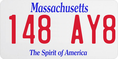 MA license plate 148AY8