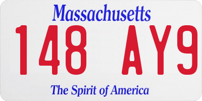 MA license plate 148AY9
