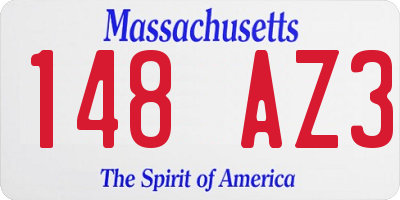 MA license plate 148AZ3