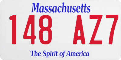 MA license plate 148AZ7