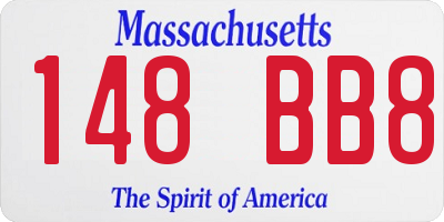 MA license plate 148BB8