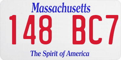 MA license plate 148BC7