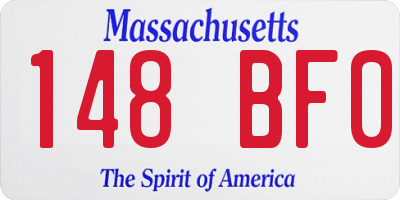 MA license plate 148BF0