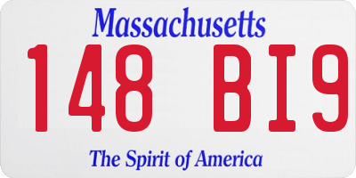 MA license plate 148BI9