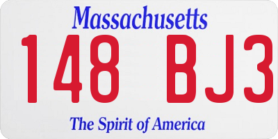 MA license plate 148BJ3