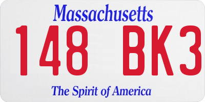 MA license plate 148BK3
