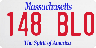 MA license plate 148BL0
